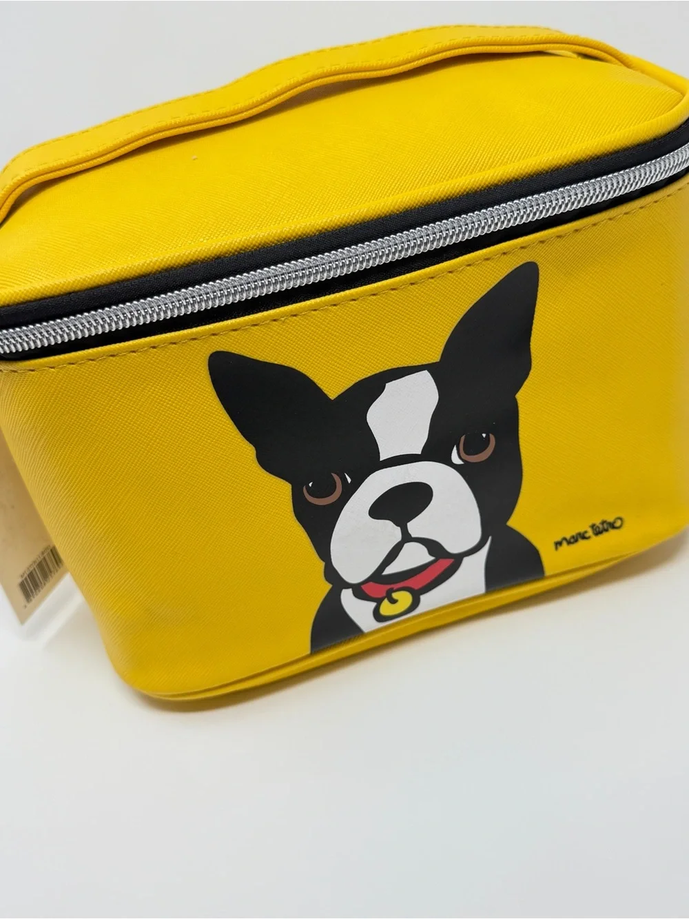 Marc Tetro Boston Terrier Rectangle Makeup Cosmetic Zipper Train Case Yellow NEW